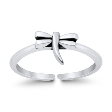 Beautiful Ring Adjustable Dragonfly Toe Band 925 Sterling Silver (6mm)